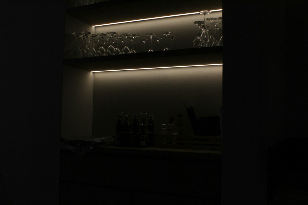 Photo voice controlled slim cabinet lighting workspace